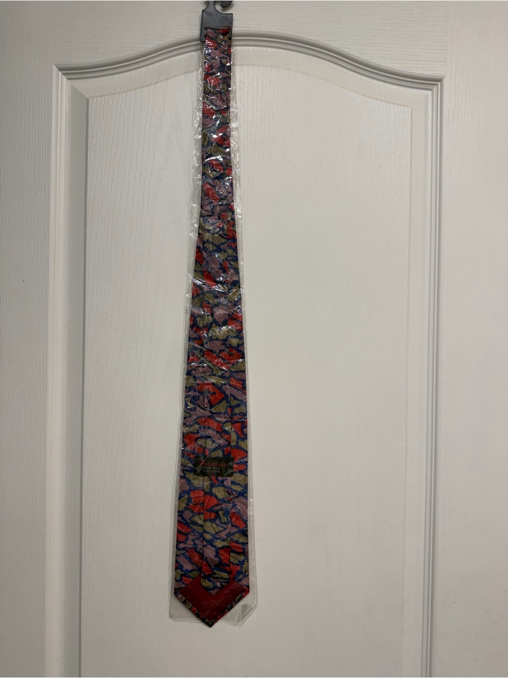 Vibrant Multi-Color Patterned Men's Silk Tie - Red & Blue Accents